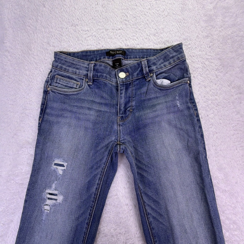 WHBM Low Rise Slim Jeans Womens Size 0R Denim Stretch Distressed 27x32 - Picture 3 of 5